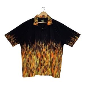 Vintage Bennys Flame Button Up Shirt Size XL